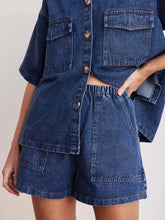 Elastic Waist Denim Shorts Medium Denim Shorts
