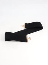 Black elastic wide belt with silver buckle for blazers and dresses