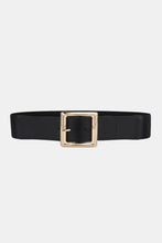 Elastic wide belt with rectangle gold buckle