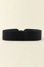 Elastic wide PU belt in caramel brown with silver buckle
