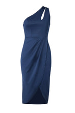 Elegant Blue One Shoulder Slightly Stretchy Evening Dress