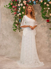 Elegant White Lace Long Sleeve Wedding Dress With Bell Sleeves