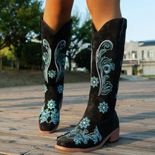 Embroidered Cowboy Boots for Women in White Brown and Black Black