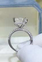 18k white gold princess cut carat moissanite pavé band engagement ring