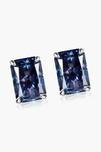 Emerald cut rectangle moissanite sterling silver earrings with matching box