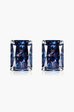 Blue 1 Carat Rectangle Moissanite Sterling Silver Earrings with Matching Box
