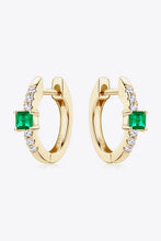 Lab-grown emerald earrings with 18k gold hoops and pavé diamonds