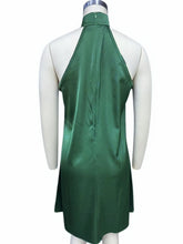 Emerald Green Halter Evening Dress in Polyester Spandex Blend