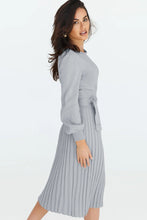 Emerald Green Pleated Midi Dress With Long Sleeve Length