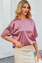 Emerald Green Satin T Shirt with Round Neck and Regular Sleeve Length