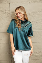Emerald Green Satin T Shirt with Round Neck and Regular Sleeve Length Black Forest