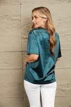 Emerald Green Satin T Shirt with Round Neck and Regular Sleeve Length
