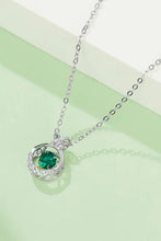 Emerald pendant necklace with sterling silver chain and lab-grown emerald