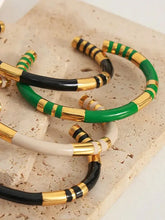 Enamel Titanium Steel Cuff Bracelet Bracelets