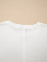 White cotton exposed seam detail sweatshirt back view with round neckline designed for machine wash cold care