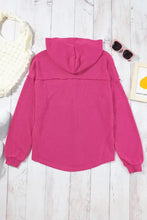 Exposed Seam Detail Henley Knit Hoodie Woman Sweatshirts