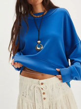 Vibrant royal blue oversized dropped shoulder sweatshirt with exposed seam and ribbed cuffs machine wash cold