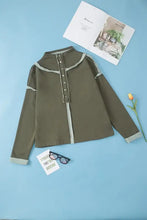 Exposed Seam Half Snap Long Sleeve Sweatshirt Woman Sweatshirts