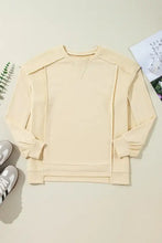Exposed Seam Round Neck Long Sleeve Sweatshirt Woman Sweatshirts
