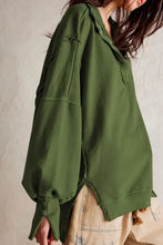 Exposed Seam Side Slit Long Sleeve Sweatshirt Woman Sweatshirts