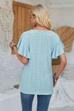 Eyelet Applique V-Neck Cap Sleeve T-Shirt Woman T Shirts