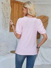 Eyelet Asymmetrical Neck Short Sleeve T-Shirt Woman T Shirts