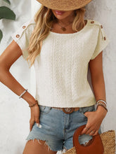 Eyelet Button-Shoulder Blouse for Women