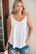 Eyelet Scoop Neck Cami White Tanks & Camis