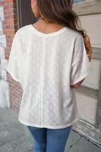 Eyelet V-Neck Dropped Shoulder T-Shirt Woman T Shirts