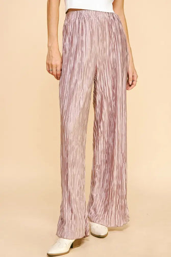Davi & Dani Geo-pleated Elastic Waistband Pants PALE TAUPE Woman Pants