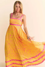 Davi & Dani Geo 2 Tone Printed Wavi Trim Tiered Maxi Dress Casual Dresses