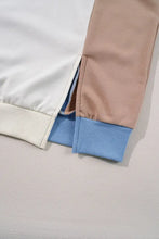 Slit Color Block Round Neck Long Sleeve Sweatshirt Woman Sweatshirts