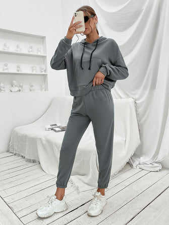 Ivy Lane Sports Hoodie and Joggers Set Dark Gray