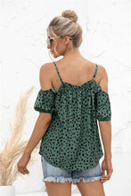 Printed Cold-Shoulder Frill Trim Blouse Woman Blouses