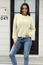 Round Neck Long Sleeve Sweater Cream Sweater Pullovers