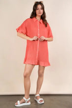VERY J Pleated Detail Button Down Mini Dress Casual Dresses