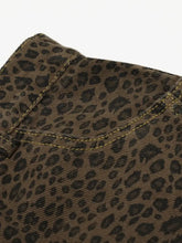 Men's Leopard Print Cargo Denim Shorts Denim Shorts