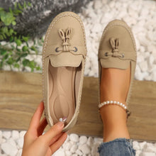 Round Toe Flat Slip-Ons Khaki