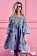 BiBi Smocked Off Shoulder Striped Dress Casual Dresses