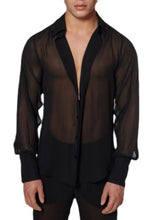 Men's Full Size Collared Neck Long Sleeve Shirt Plus Size Black