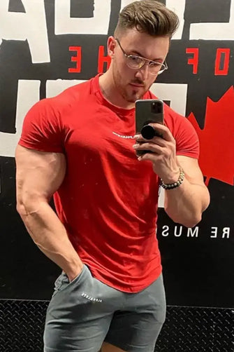 Men's Plus Size Letter Round Neck Short Sleeve T-Shirt Red Mens Tops
