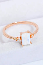 Rectangle Natural Moonstone Ring Rose Gold Rings