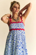 Davi & Dani Geo 2 Tone Printed Wavi Trim Tiered Maxi Dress Casual Dresses