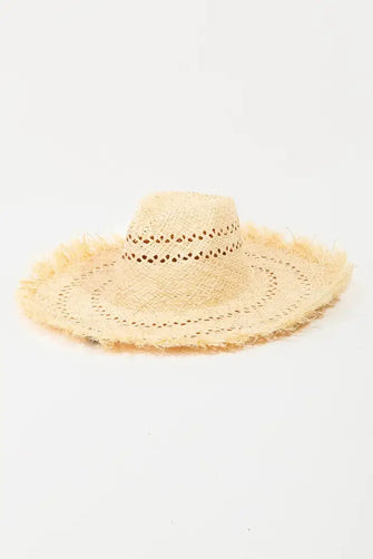 Fame Openwork Raw Hem Weave Hat IV One Size Hats