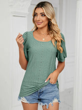 Ruched Notched Long Sleeve T-Shirt