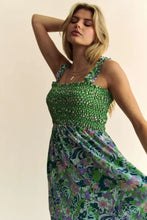 Davi & Dani Multi Smocked Bodice Geo Ruffle Strappy Midi Dress Casual Dresses