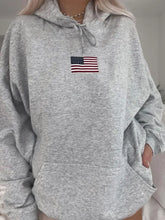 Devine Drawstring US Flag Long Sleeve Hoodie Woman Sweatshirts