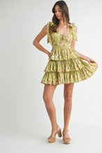 MABLE Floral Print Shoulder Tie Layered Mini Dress Casual Dresses