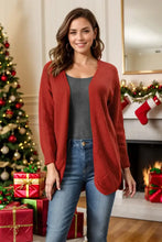 Open Front Long Sleeve Cardigan Deep Red Woman Outerwear