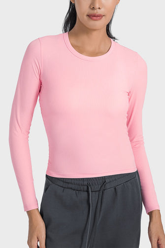 Millennia Round Neck Long Sleeve Sports Top Carnation Pink